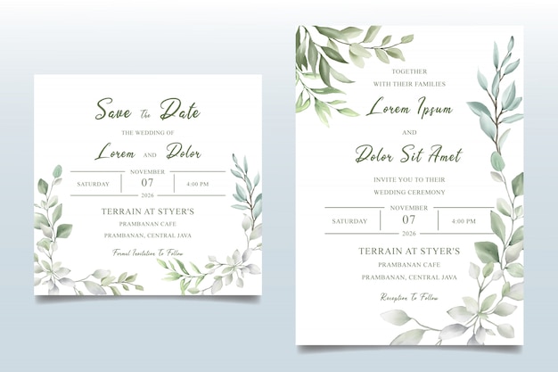 decorative watercolor Floral wedding invitation card