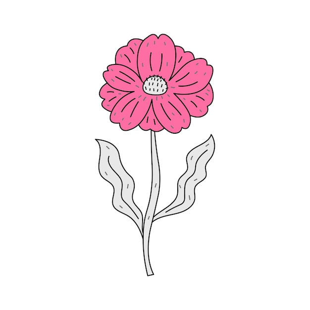 Декоративный волнистый цветок в стиле каракулей