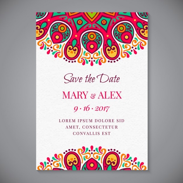 Decorative wedding invitation of abstract forms