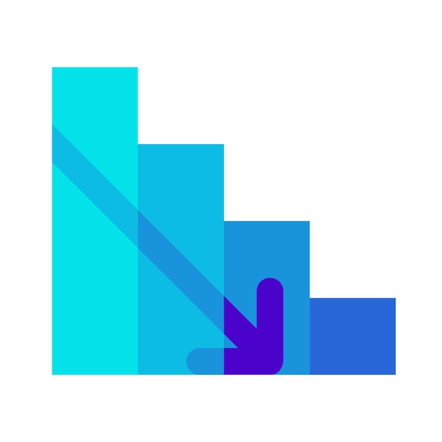 Vector decrease down graph diagram chart blue icon vector illustration