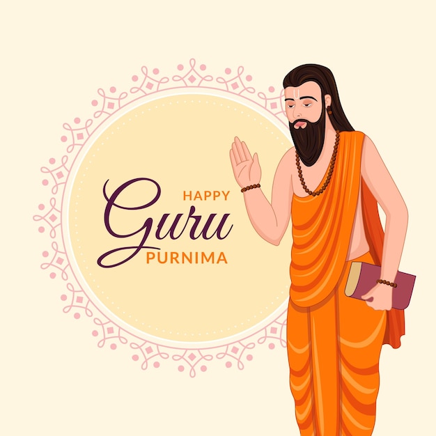 Vector dedicate to spiritual teachers gurus give blesses to his shishya students happy guru purnima