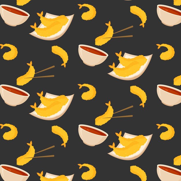 Deep fried shrimp tempura pattern Vector illustration