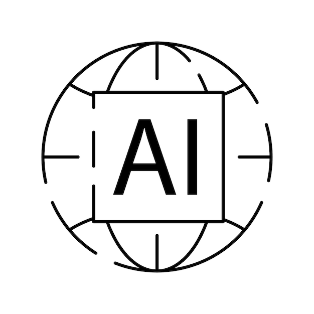 ディープラーニング AI 線形アイコン 歯車付きニューラル ネットワーク 細い線の図 デジタル脳 人工知能のシンボル 分離されたベクトル サイバー ヒューマノイドとチャット