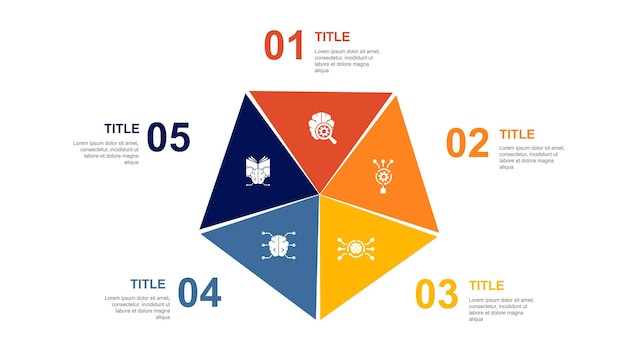 딥 러닝 알고리즘 신경망 AI 기계 학습 아이콘 인포그래픽 디자인 레이아웃 템플릿 5단계로 구성된 크리에이티브 프리젠테이션 개념
