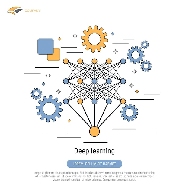 Vector deep learning flat contour style vector concept