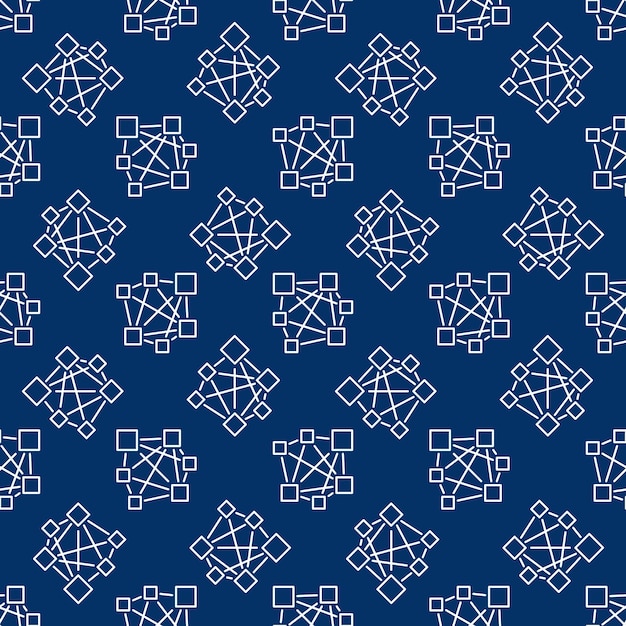 Deep learning neural network vector line blue seamless pattern