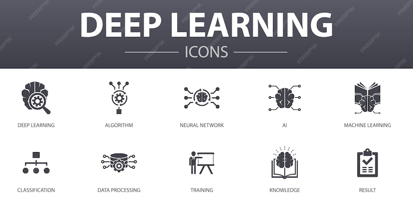 Premium Vector | Deep learning simple concept icons set. Contains such ...