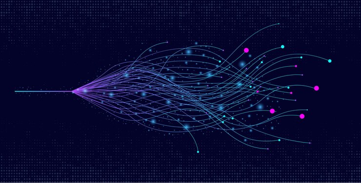 Vector deep learning visualization ai artificial intelligence concept of neural networks wave equalizer