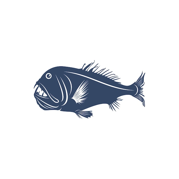 Дизайн векторной иллюстрации глубоководной рыбы Дизайн логотипа глубинной рыбы Шаблон