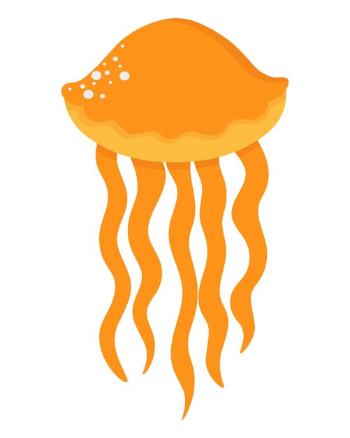 Deep sea jellyfish. Doodle flat clipart. All objects are repainted.