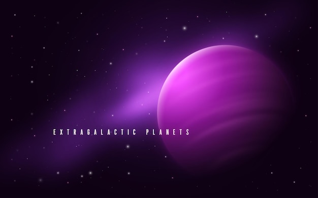 Deep space sci-fi abstract vector illustration with gas giant and nebula.