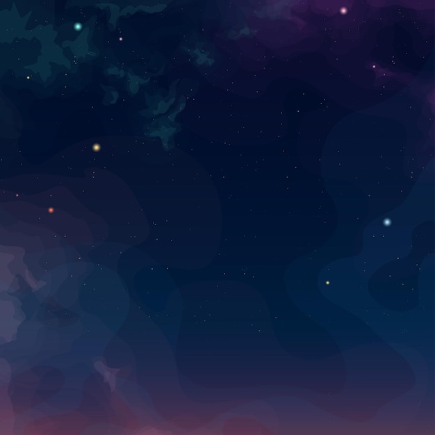 Vector deep space with colorful clouds with stars