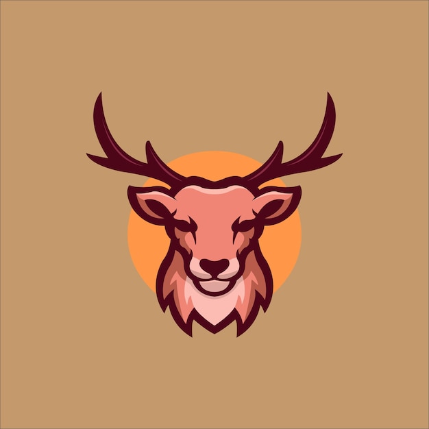 Illustrazione del modello di logo della testa animale dei cervi. logo esport gioco vettore premium