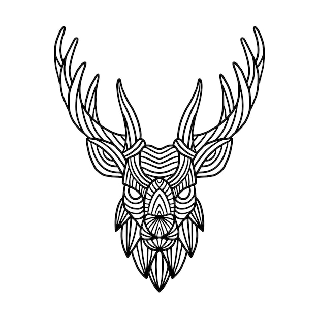 Deer Animal Head Zen Doodle Coloring Page