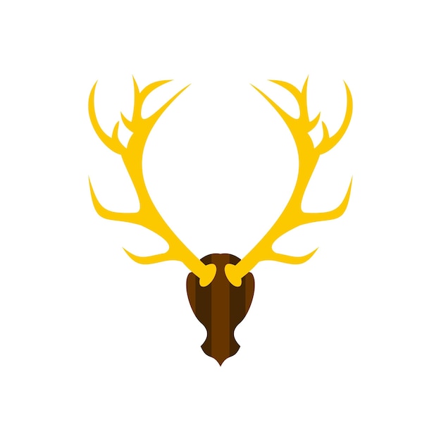 Deer antler icon in flat style isolated on white background Trophy symbol vector illustration