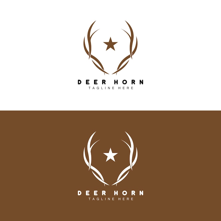 Vector deer antler logo antler icon illustration christmas santa animal vector brand design