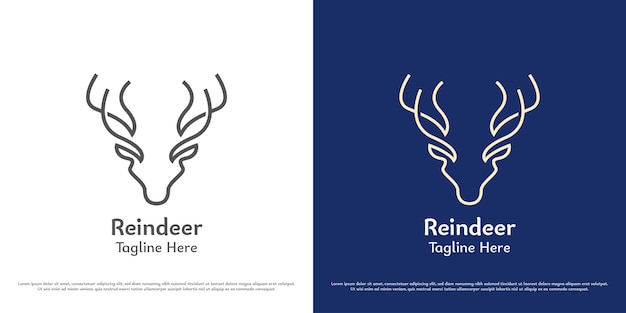 Vector deer antler logo ontwerp illustratie lijn silhouet dierentuin jungle bos wilde dieren hert hert