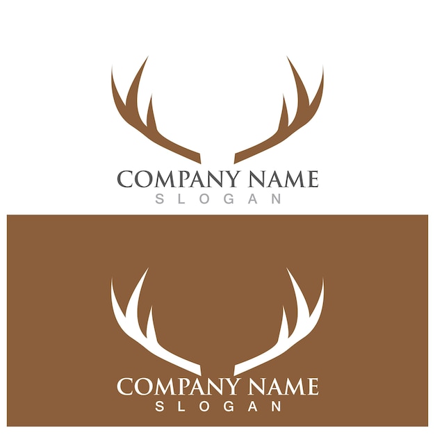 Logo di lusso semplice di corno di cervo e modello vettoriale