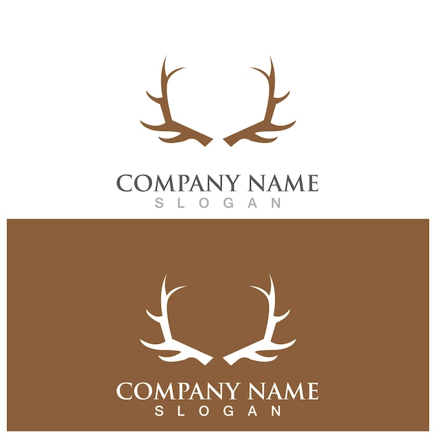 Deer antler simple luxury logo and vector template