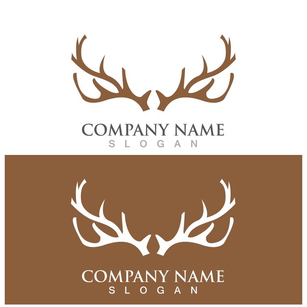 鹿の角のシンプルな豪華なロゴとベクトルのテンプレート