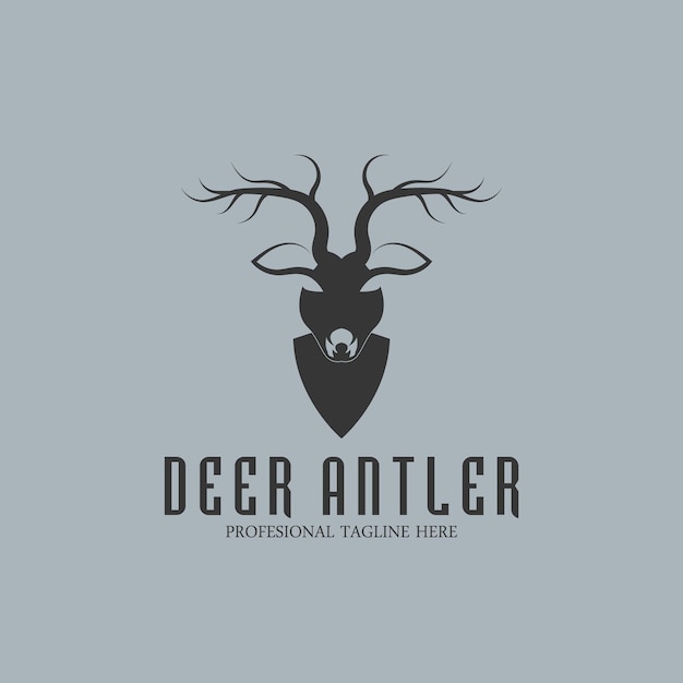 Deer antler simple luxury logo and vector template