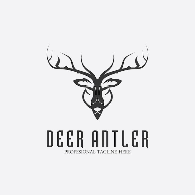 Deer antler simple luxury logo and vector template