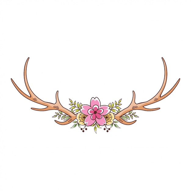 Vector deer antlers floral