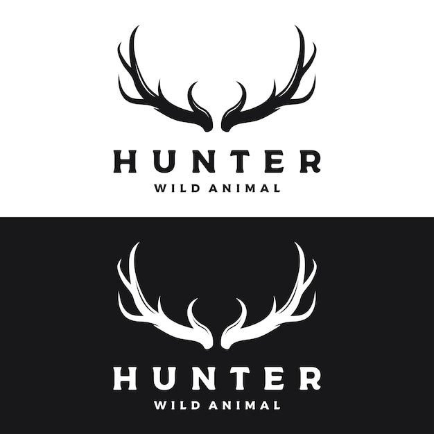 Deer Antlers 및 빈티지 사슴 머리 로고 템플릿 designLogo for badgedeer hunter모험 및 야생 동물