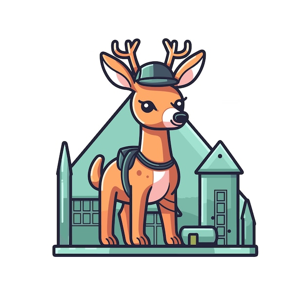 Deer arbeid dag Cartoon Vector illustratie