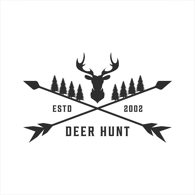 鹿と矢印のロゴのビンテージベクトルイラストテンプレートアイコンデザイン