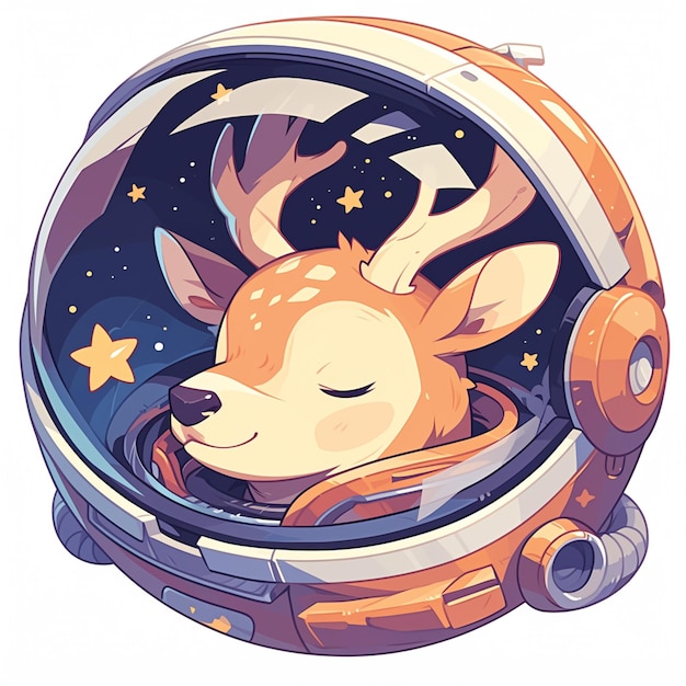 A deer astronaut cartoon style