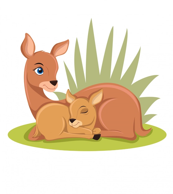 Vector deer and baby illustration