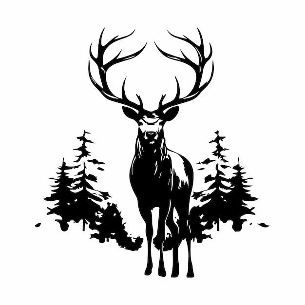 Deer black silhouette vector character vector illustration