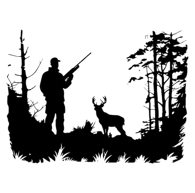 Vector deer black silhouette vector character vector illustration