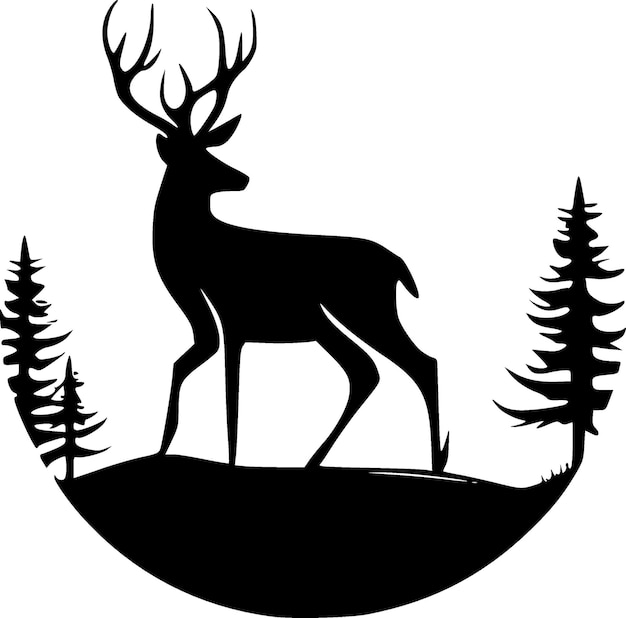 Deer Black and White Isolated Icon Vector illustration