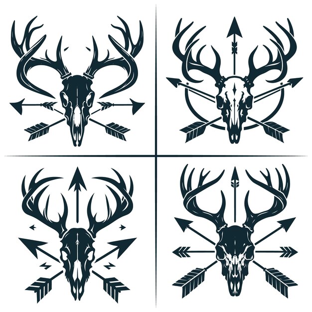 Vector deer bow hunting deer skull vector deer head vector bow hunter tshirt decal gift silhouette