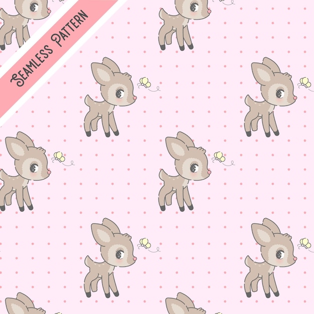 Deer and butterfly seamless pattern