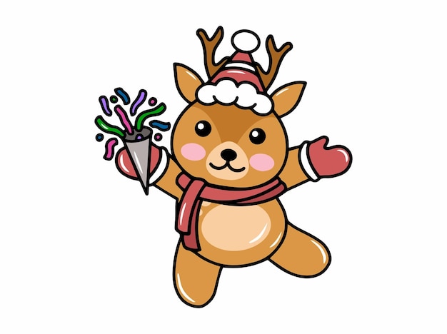 Vector deer cartoon for christmas day