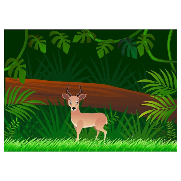 Мультфильм оленя на фоне леса