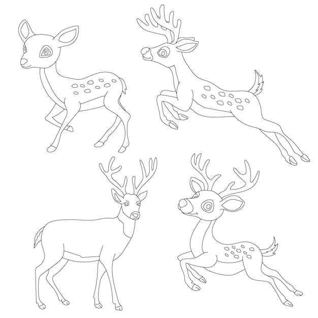 Vettore deer clipart set cartoon animali selvatici clipart set per gli amanti della fauna selvatica