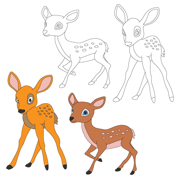 Vettore deer clipart set wild animals collezione di clip per gli amanti della giungla e della fauna selvatica