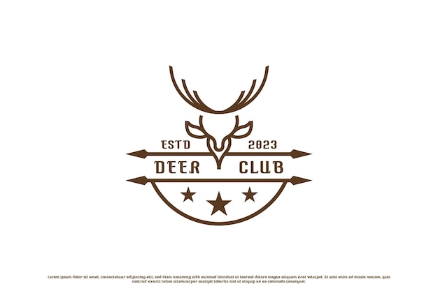 Vector deer club stamp logo design illustration deer head silhouette badge emblem forest animal hunting