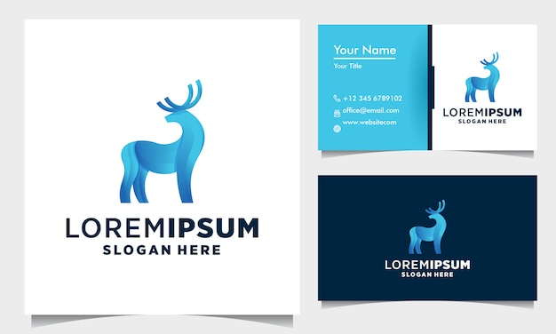 Deer color geometric logo design con modello di biglietto da visita