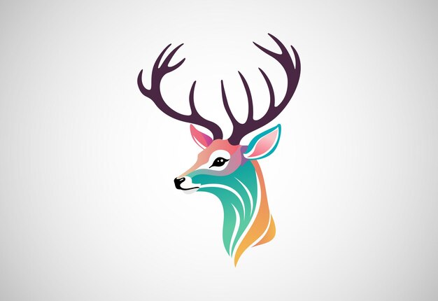 Deer colorful logo deer head logo design vector illustration