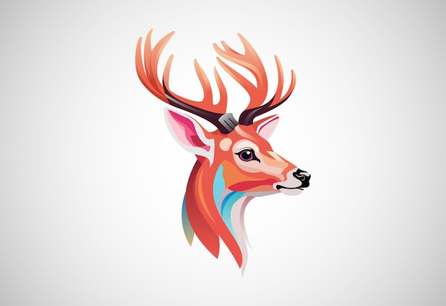 Deer colorful logo deer head logo design vector illustration