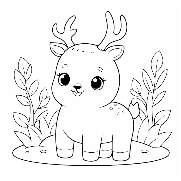 Deer Coloring Page Drawing For Children