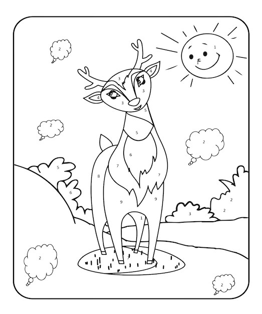 Deer coloring page for kids