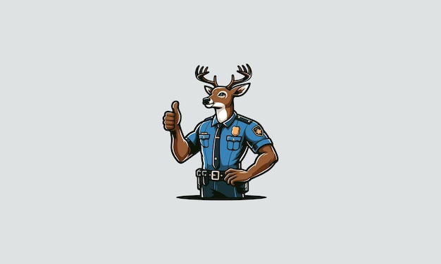 Vector deer draagt een politieuniform. vector plat ontwerp.