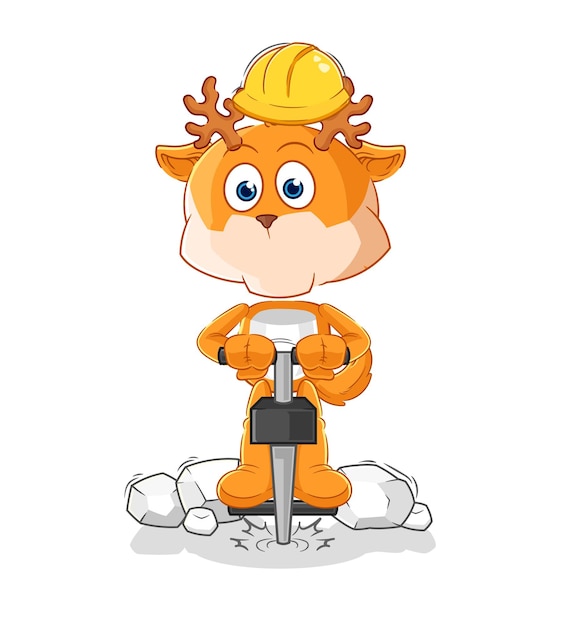 Vector deer drill the ground cartoon character vector