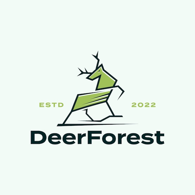 Deer Elk Hunter Forest Icon Line Outline Logo Design